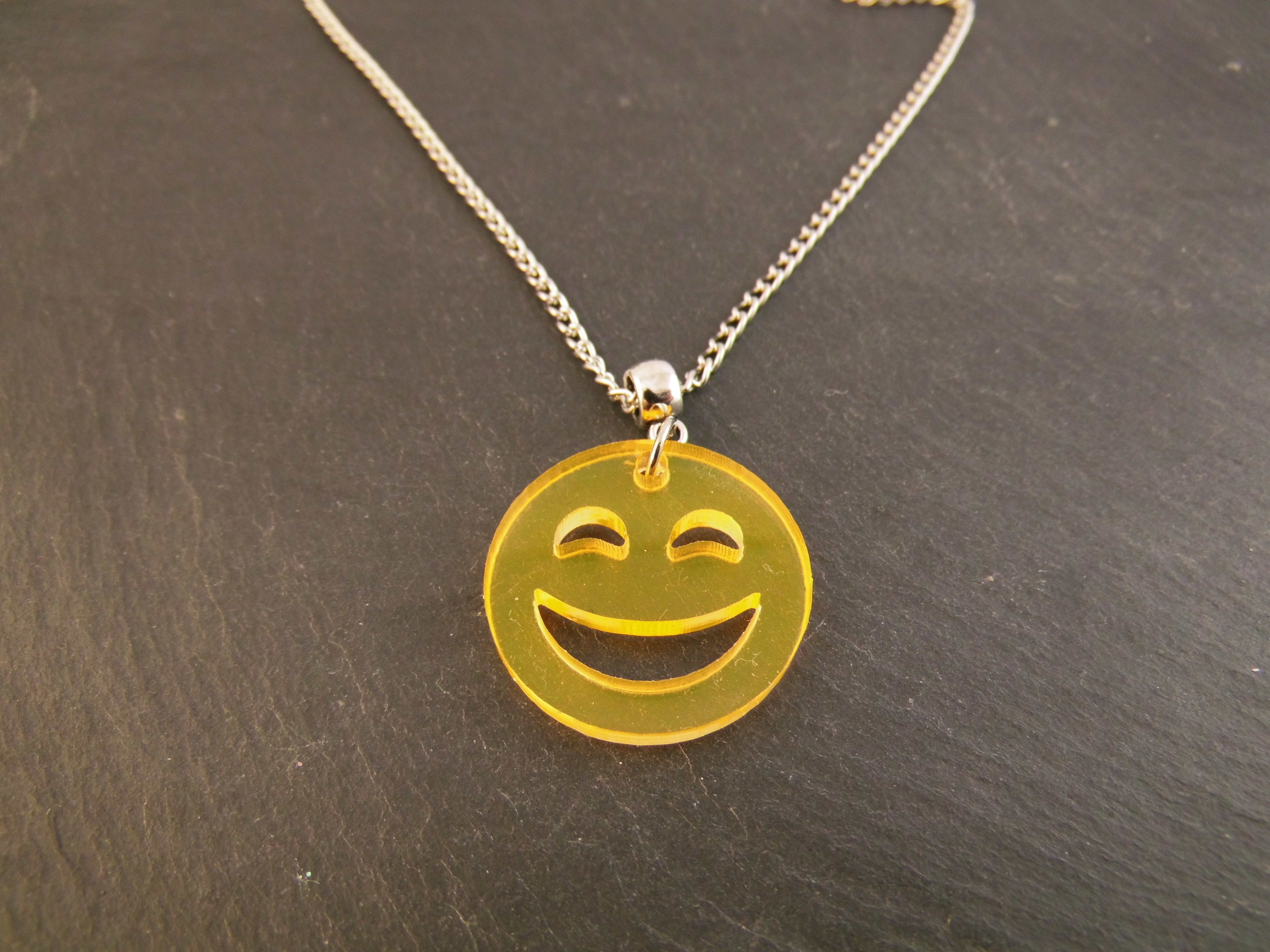 925er Echt Silber Kette mit Smiley Anhänger in verschiedene Farben